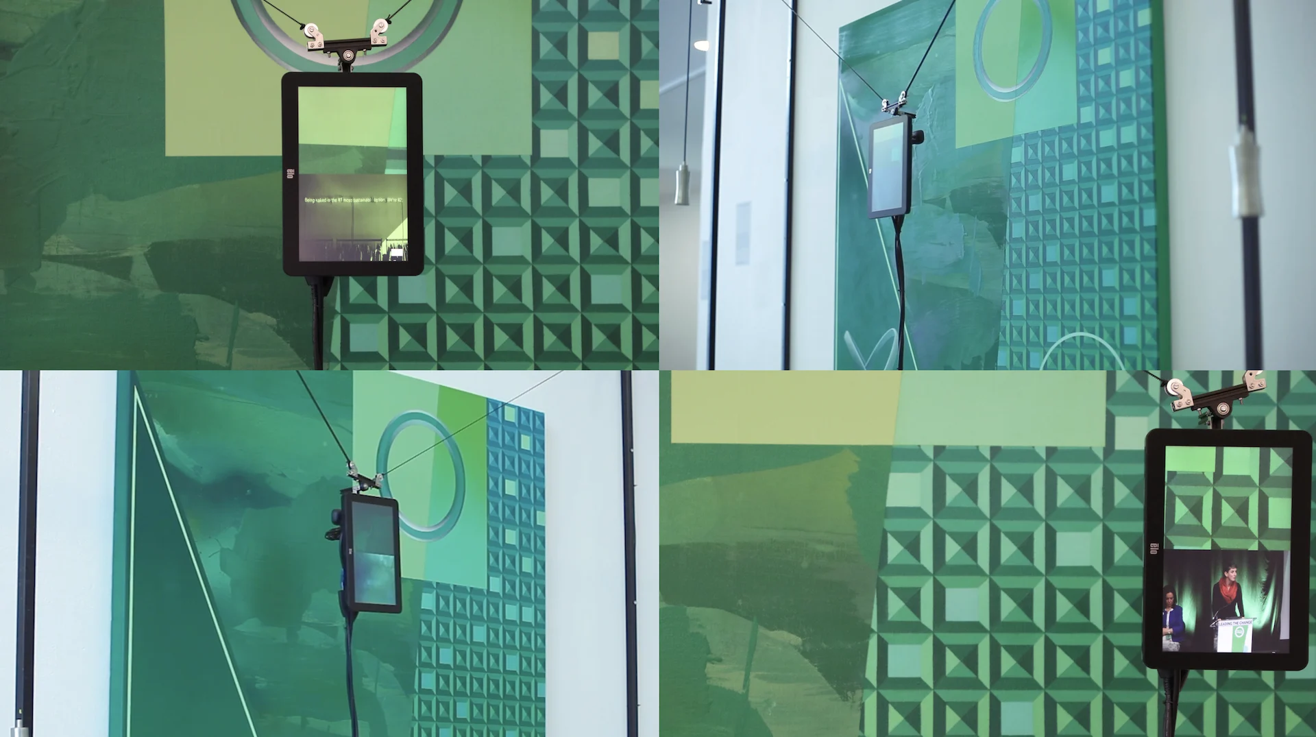 Detail views of the painting and the screen output.