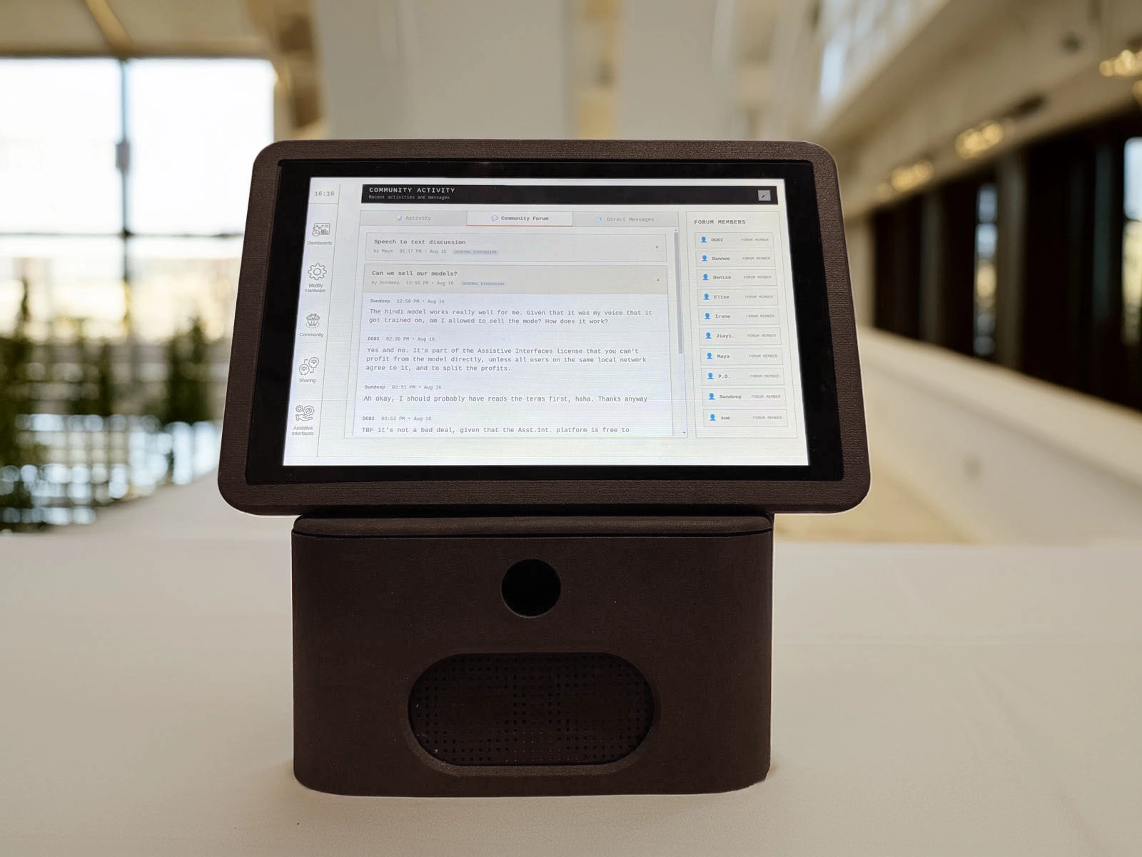 An image of The Hope, a gray device with a square base an a rectanglar screen attached.